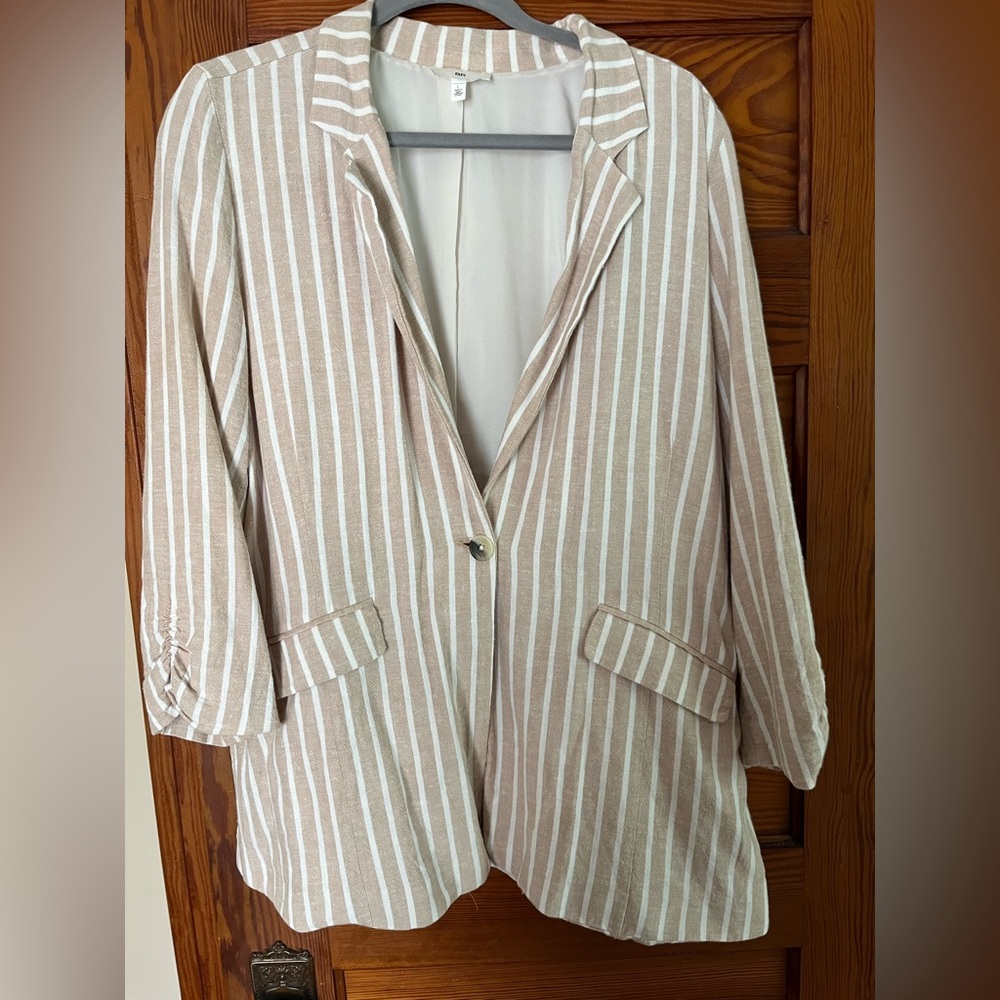 BP (Nordstrom) Striped Tan and White Women's Blazer, L